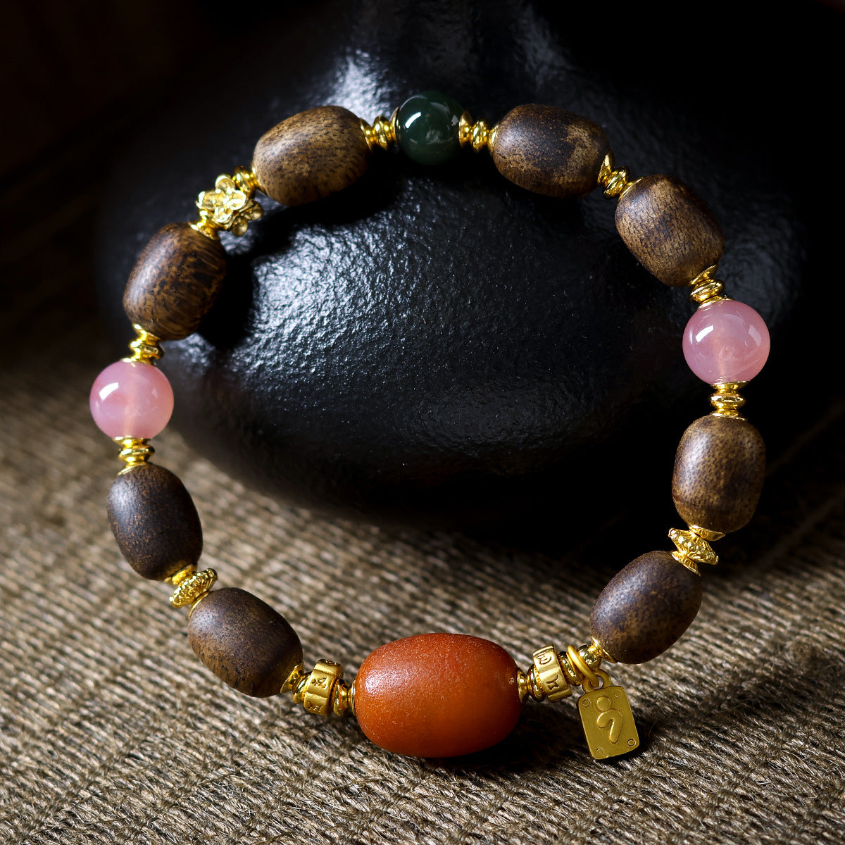 Buddha Life Old Beeswax South Red Agate Agarwood Bracelet Women's Model