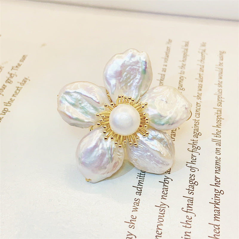 Baroque Pearl Flower Brooch