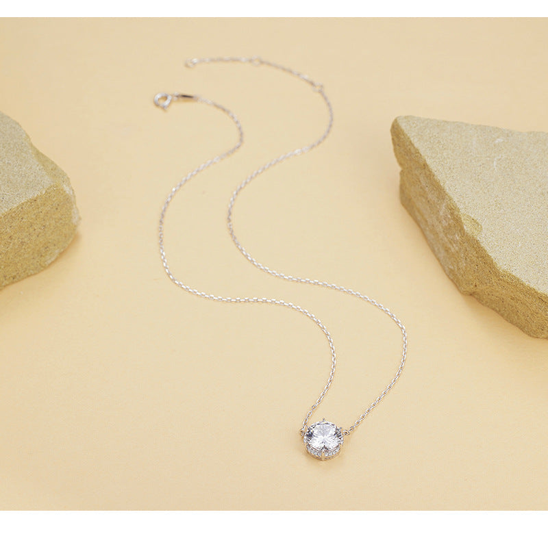 S925 Sterling Silver Necklace Female Niche Design Inlaid Zircon Collarbone Chain