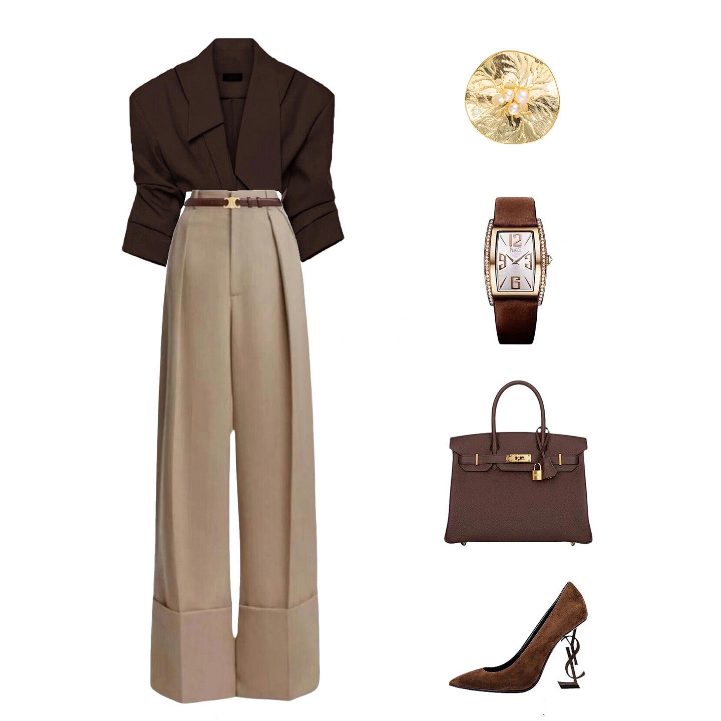 Freshwater Pearl Lotus Leaf Brooch