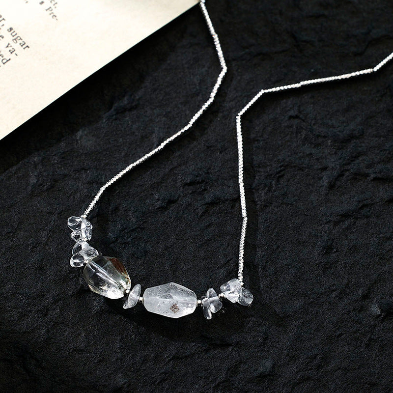 925 Sterling Silver Irregular Crystal Necklace Niche Design