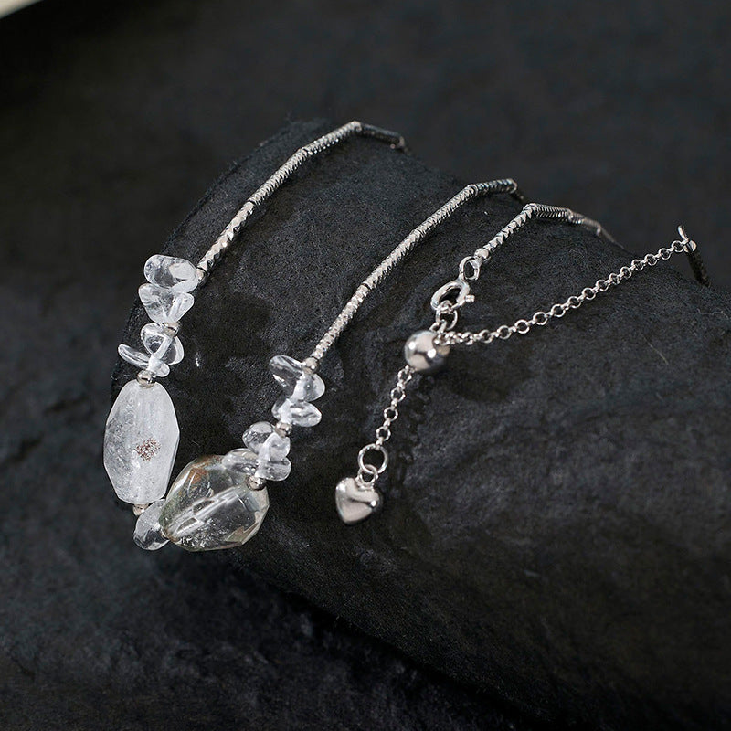 925 Sterling Silver Irregular Crystal Necklace Niche Design