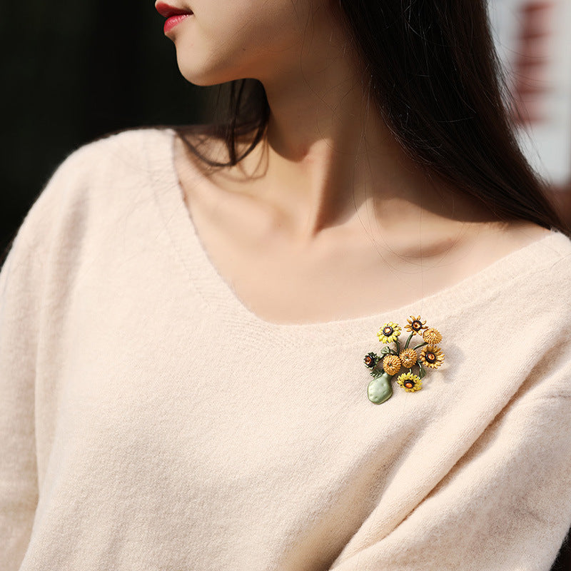 Vintage Van Gogh Sunflower Brooch