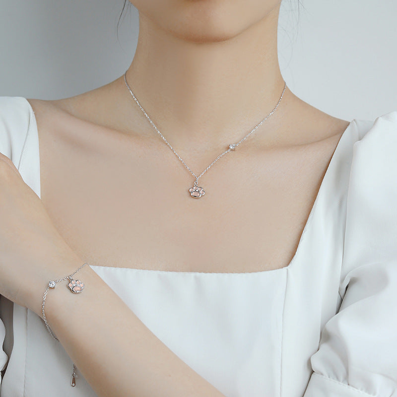 Dapaza Cat Claw Powder Crystal Necklace Female Pendant