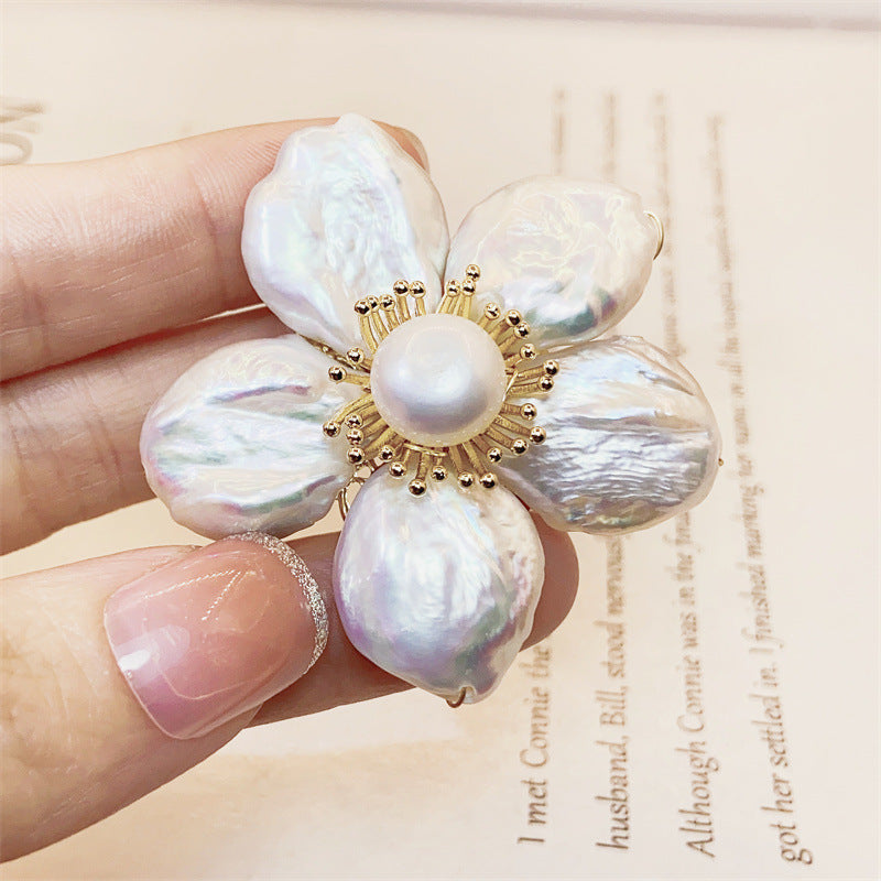 Baroque Pearl Flower Brooch