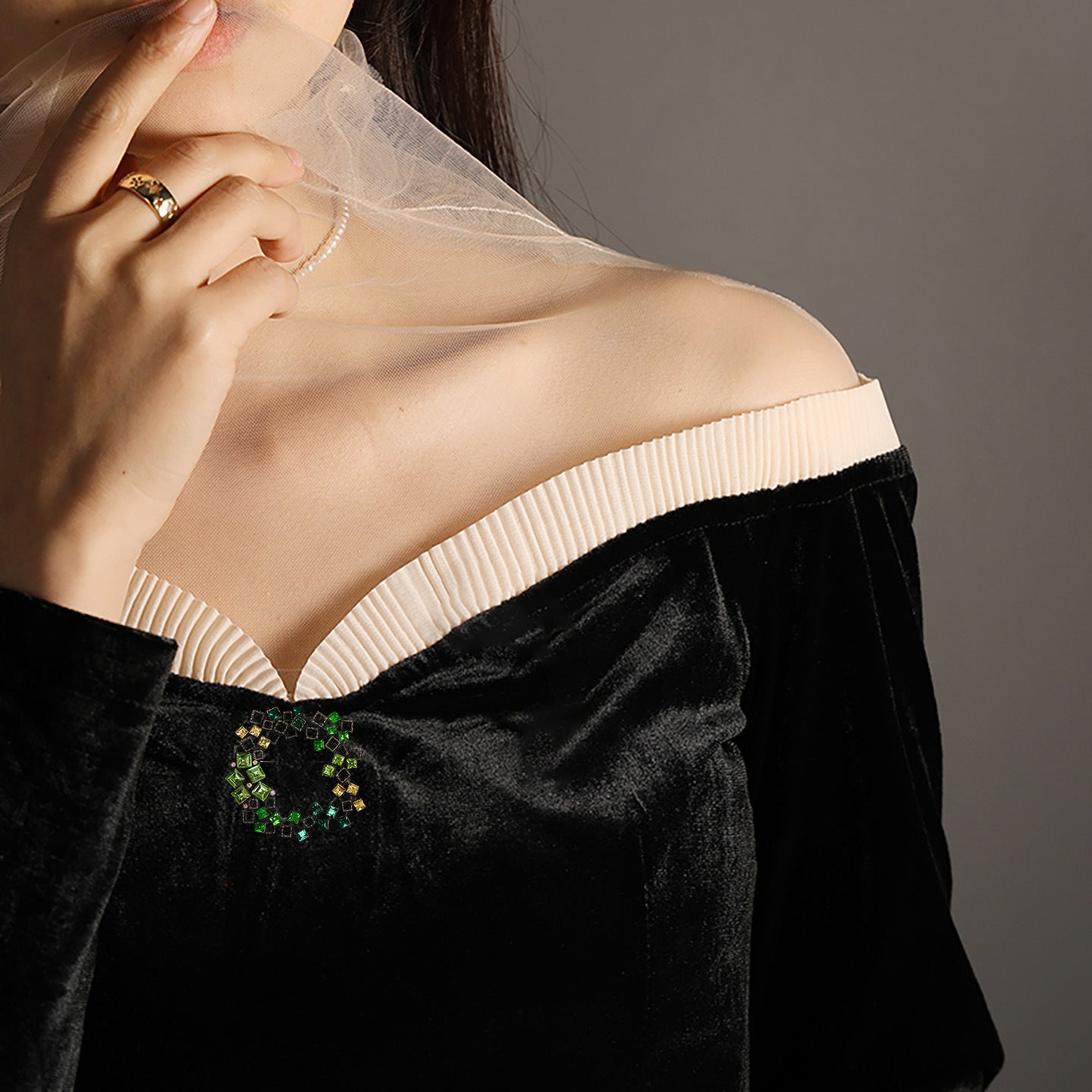 Crystal Circle Brooch