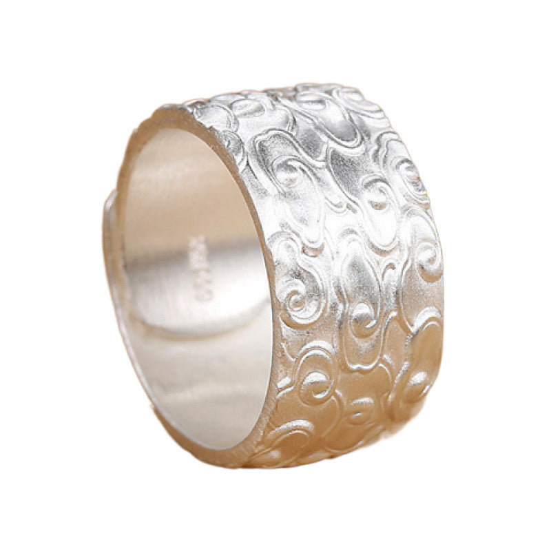 Dapaza 999 Sterling Silver Auspicious Cloud Men's Ring