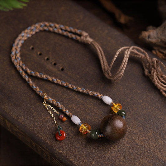Tibetan Chinan Agarwood Necklace Retro Pendant Necklace Women's Model