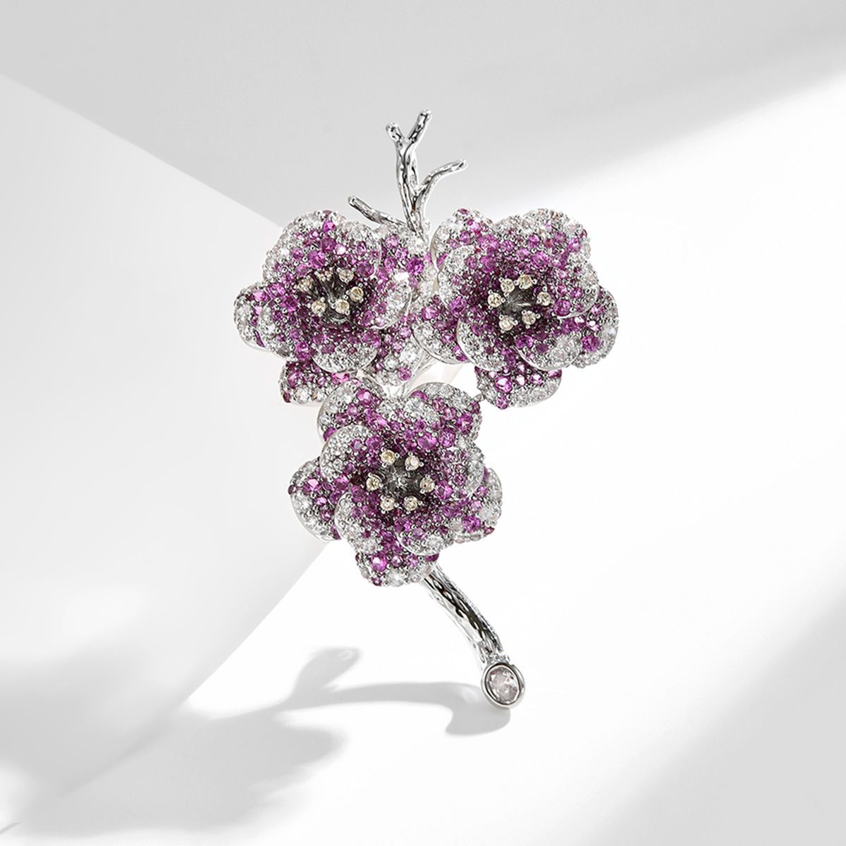 Purple Winter Plum Blossom Flower Brooch Christmas Gift, New Year Gift