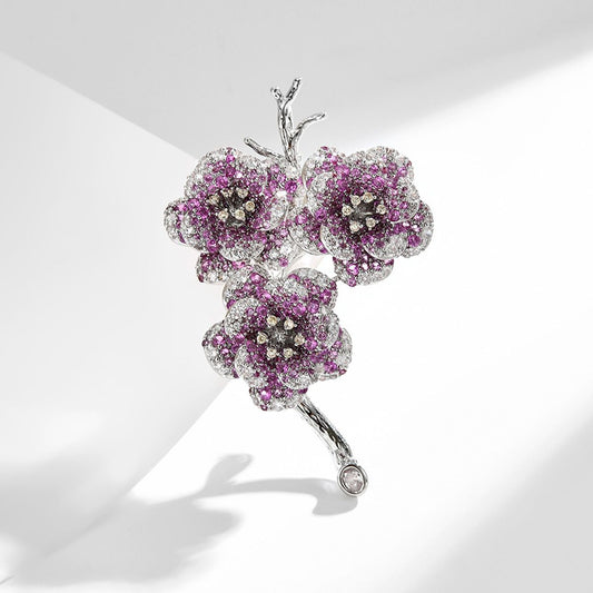Dapaza Purple Winter Plum Blossom Flower Brooch