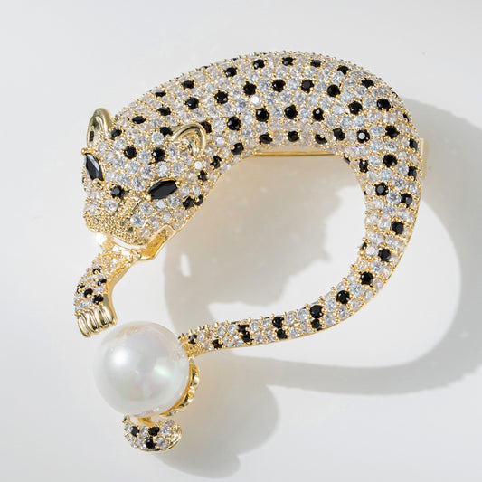 Diamond Leopard Brooch Pin | Gold & Silver Animal Jewelry