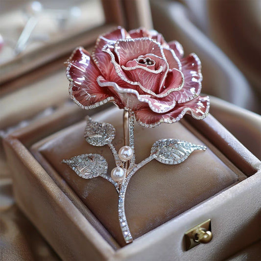 Vintage Rose Flower Brooch – Elegant Floral Statement Pin for Men & Women