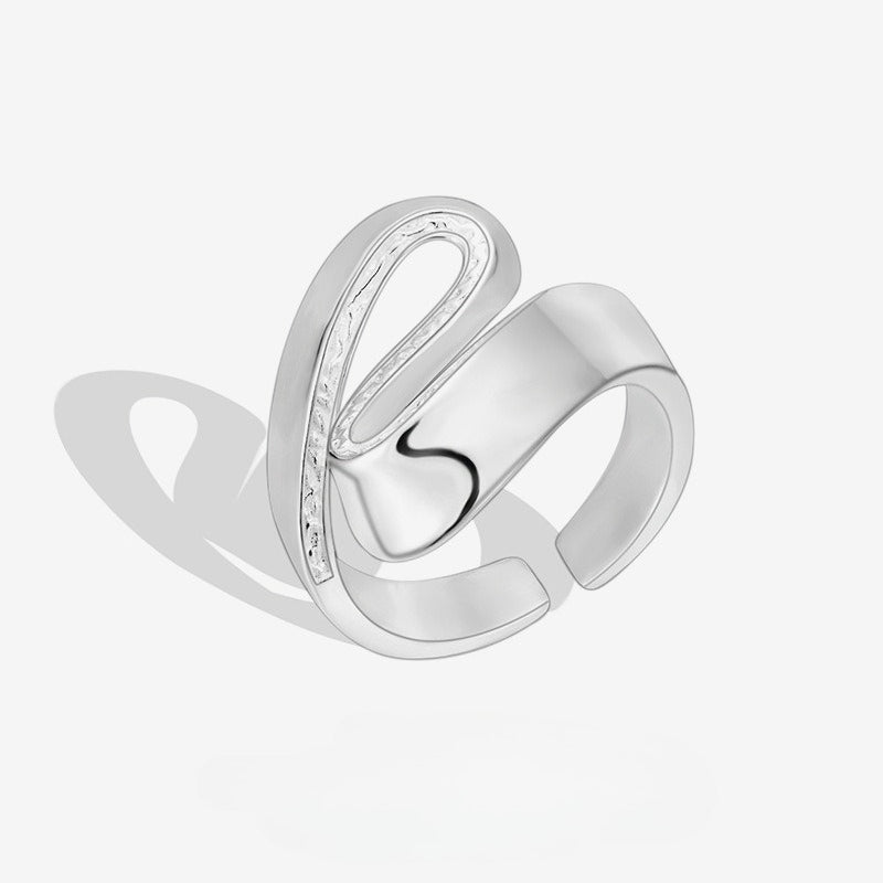 S925 Sterling Silver Ring Feminine Geometric Curve S-Shaped Adjustable Ring