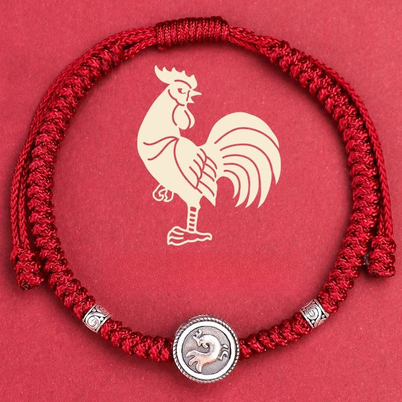 Buddha Life S925 Sterling Silver Zodiac Hand Rope Women's 2025 Year of The Snake Natal Year Red Rope