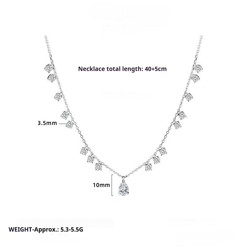 S925 Sterling Silver Necklace Zircon Elegant Temperament Versatile Premium Sense Clavicle Chain