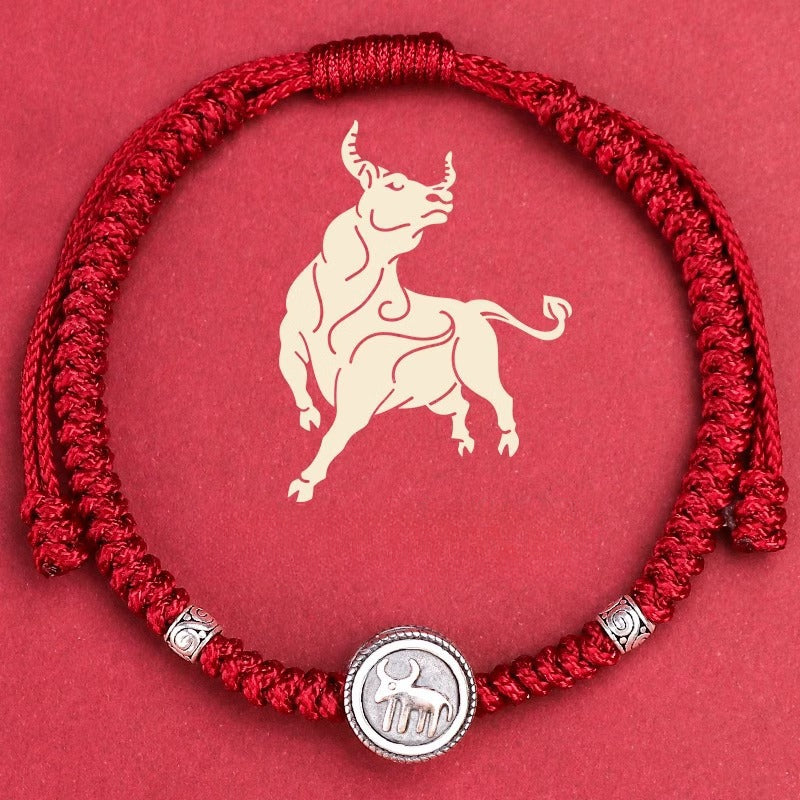 Buddha Life S925 Sterling Silver Zodiac Hand Rope Women's 2025 Year of The Snake Natal Year Red Rope