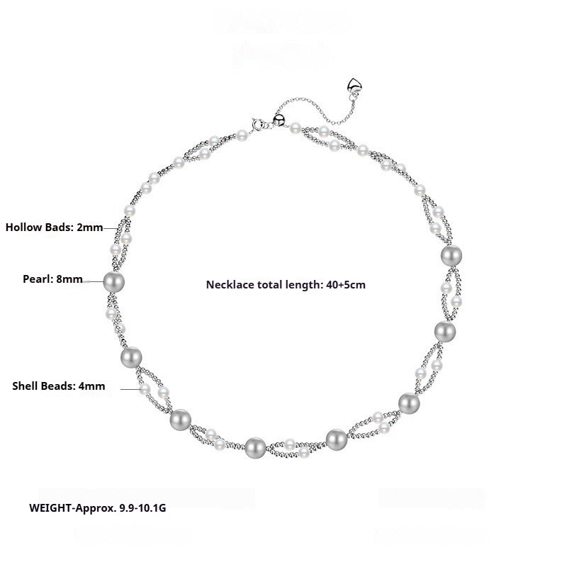 S925 Sterling Silver Pearl Bead Necklace