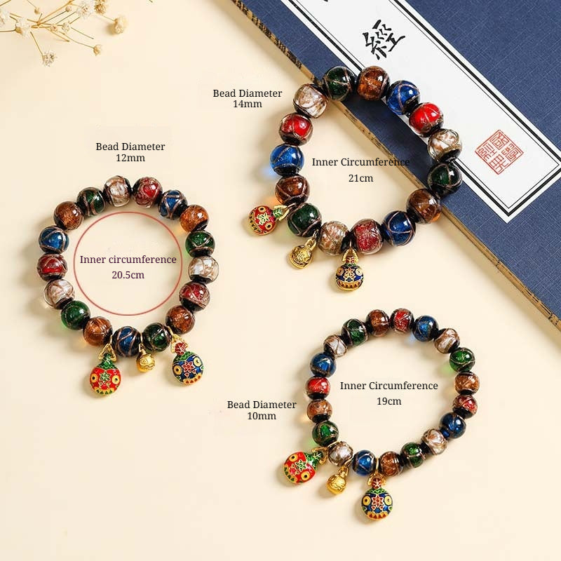 Buddha Life Fragrant Ash Glazed Bracelet, Gold-swallowing Beast Multicolored Bracelet.