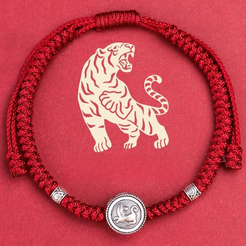 Buddha Life S925 Sterling Silver Zodiac Hand Rope Women's 2025 Year of The Snake Natal Year Red Rope