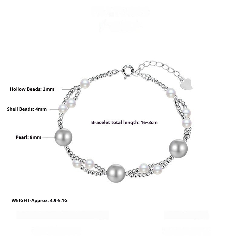 S925 Sterling Silver Pearl Bead Necklace
