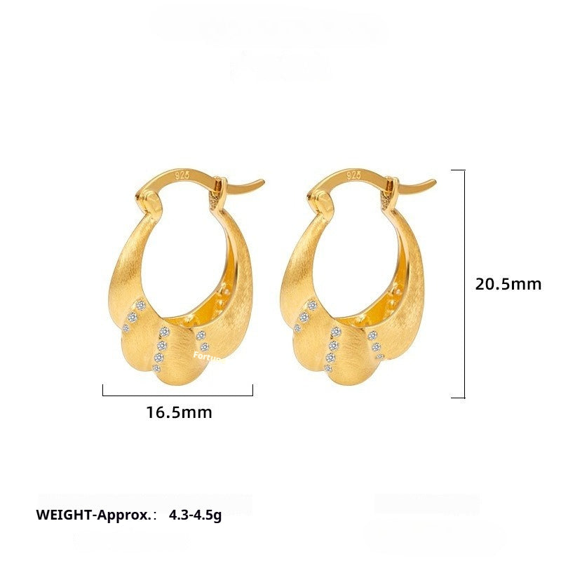 New S925 Sterling Silver Spiral Twist Earrings Niche Design French Retro Ear Jewelry