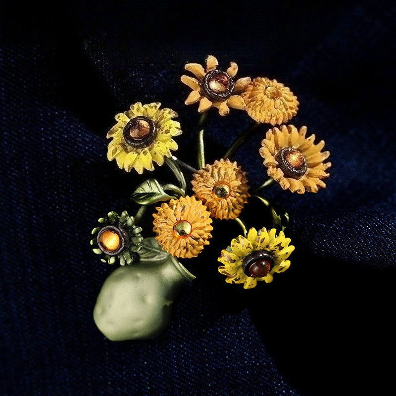 Vintage Van Gogh Sunflower Brooch