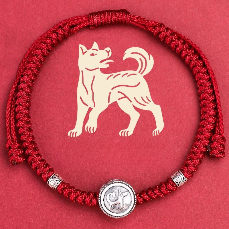 Buddha Life S925 Sterling Silver Zodiac Hand Rope Women's 2025 Year of The Snake Natal Year Red Rope