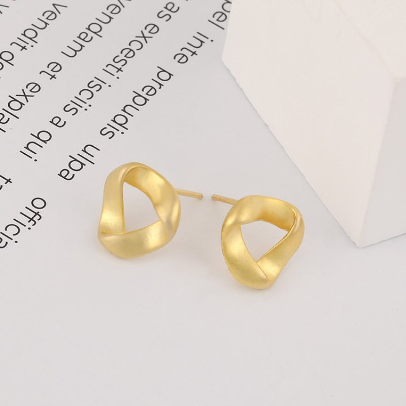 New S925 Silver Geometric Triangle Twist Design Earrings Silver