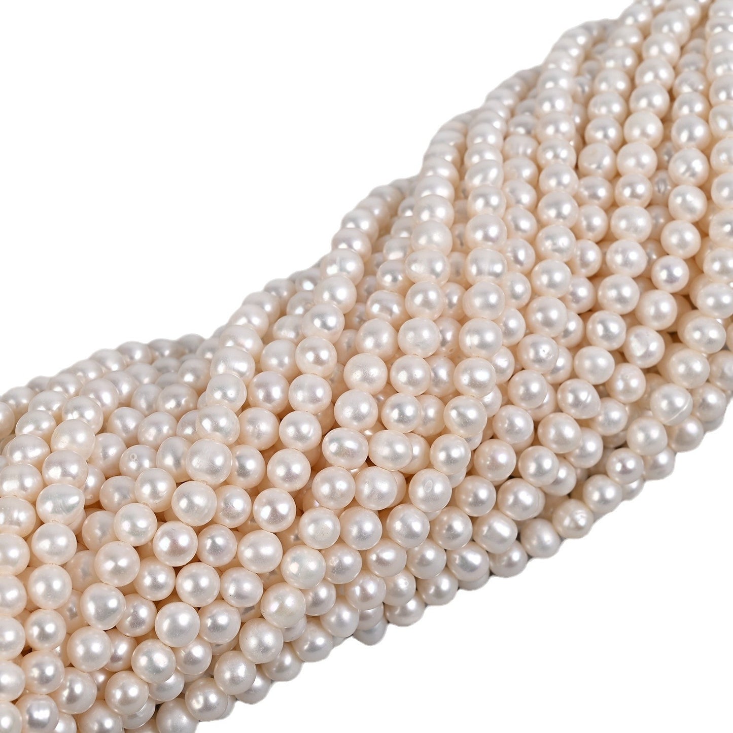 3–10mm Natural Freshwater Near-Round Pearl Strands – Loose White Pearls for DIY Jewelry Making