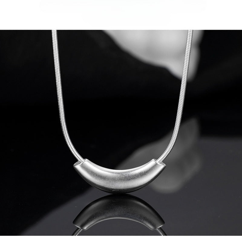 Dapaza S925 Sterling Silver Matte Scrub Snake Bone Necklace