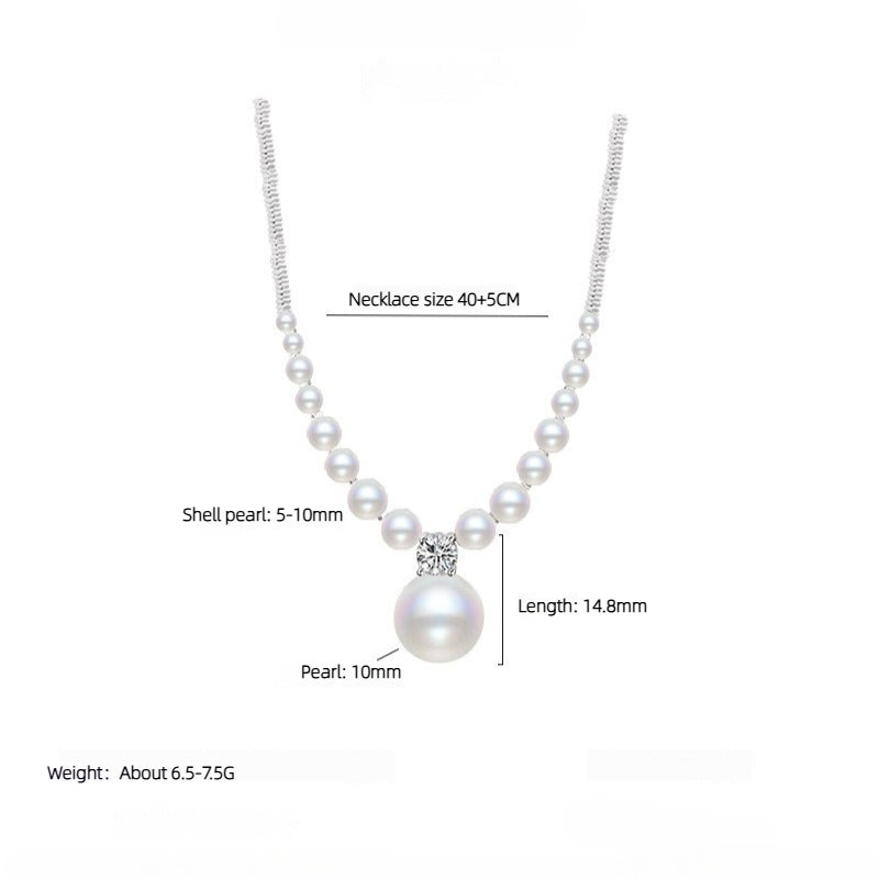 S925 Sterling Silver Shredded Silver Pearl Necklace