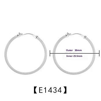 New 925 Sterling Silver Earrings Matte Circle Stud Earrings