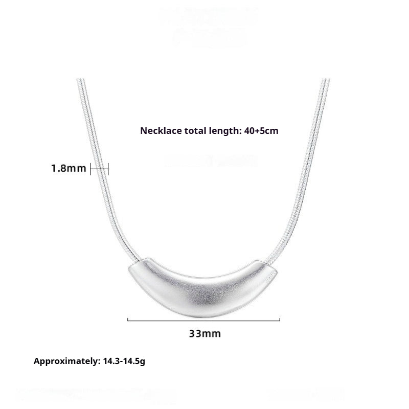 Dapaza S925 Sterling Silver Matte Scrub Snake Bone Necklace