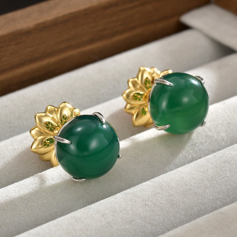 Stud Earrings, High-end Retro Temperament, New Chinese Double-sided Earrings, 925 Silver Needle Light Luxury Jewelry.