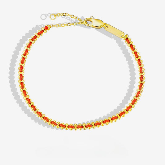 925 Sterling Silver Natal Year Red Rope Bracelet Personalized Niche Design Sense Handmade Hand Rope Jewelry