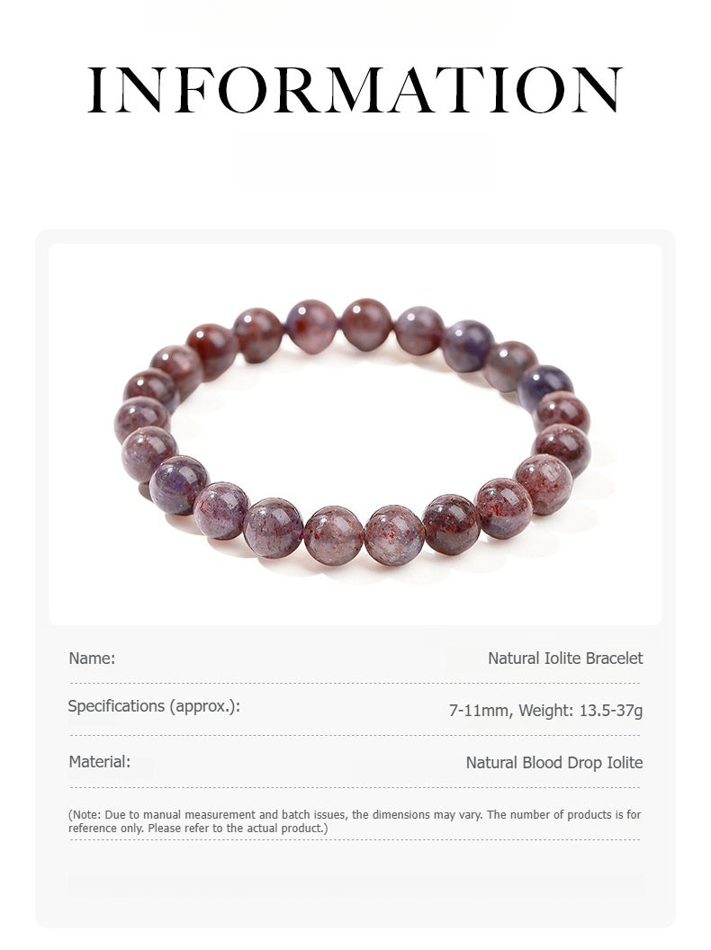 Buddha Life 7A Natural Blood Drop Cordierite Bracelet