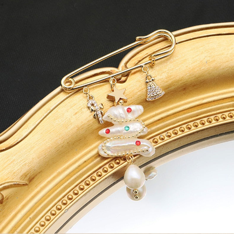 Natural Freshwater Pearl Brooch Christmas Ornament