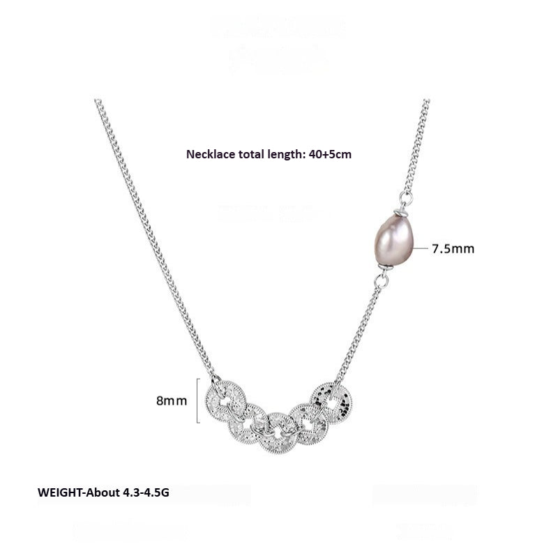 S925 Sterling Silver Five Emperors Money Necklace Niche Broken Irregular Baroque Bracelet Women