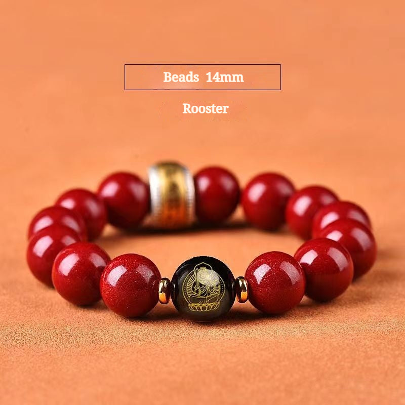 Buddha Life Cinnabar Sterling Silver Natal Buddha Chinese Zodiac Bracelet