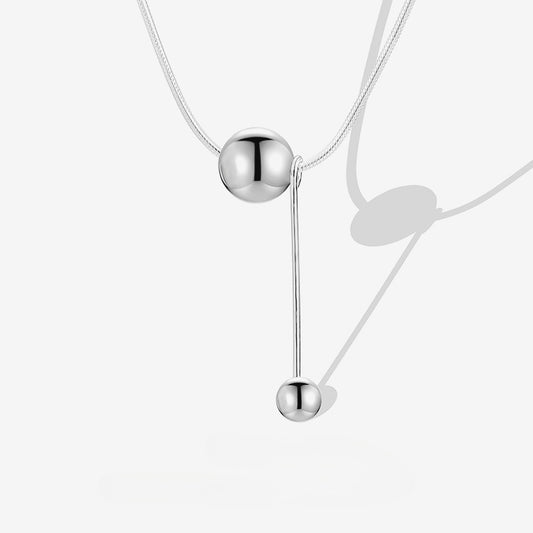 925 Sterling Silver Double Round Bead Fringed Snake Bone Chain Female Simple Niche Design