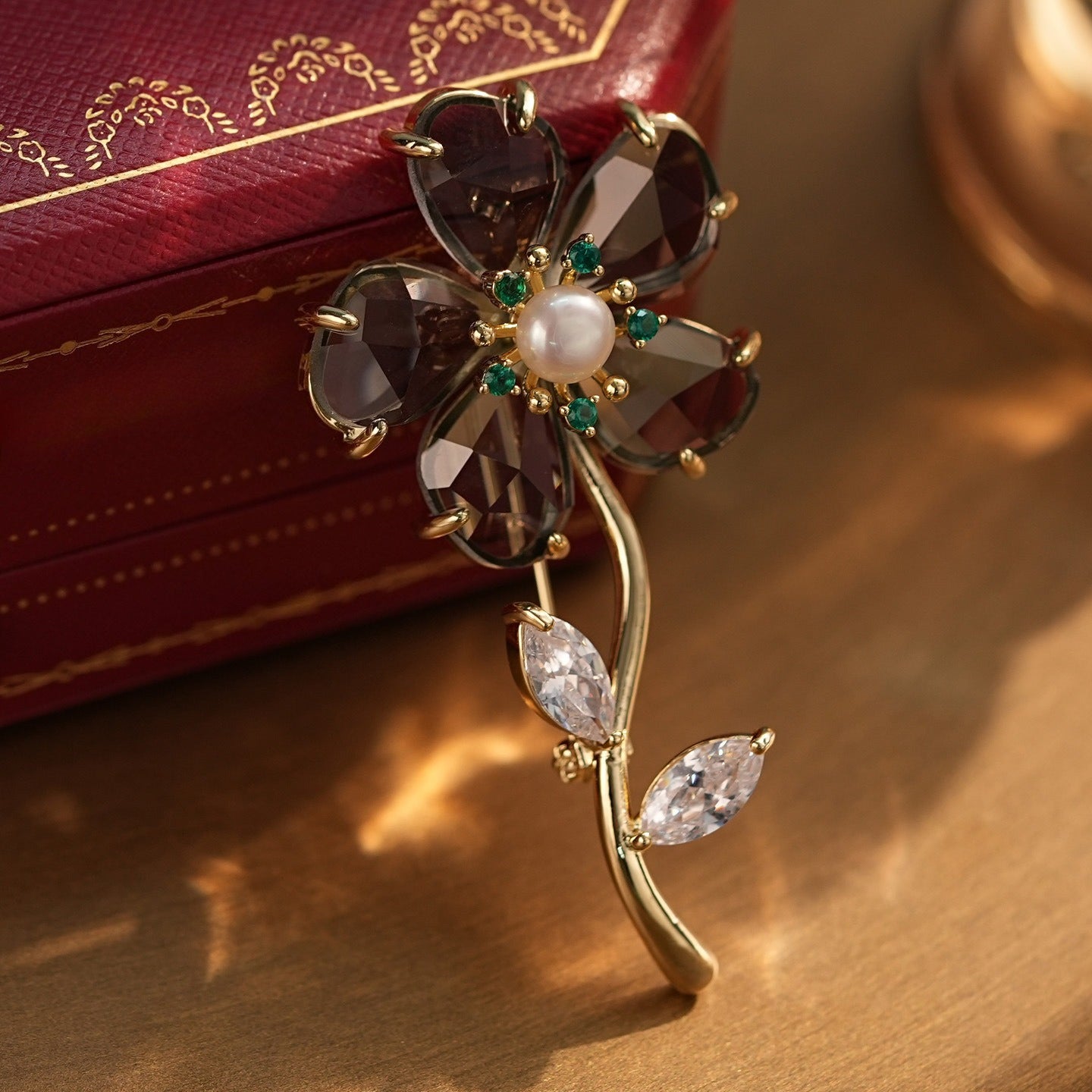 Vintage Freshwater Pearl Grey Crystal Brooch Accessories