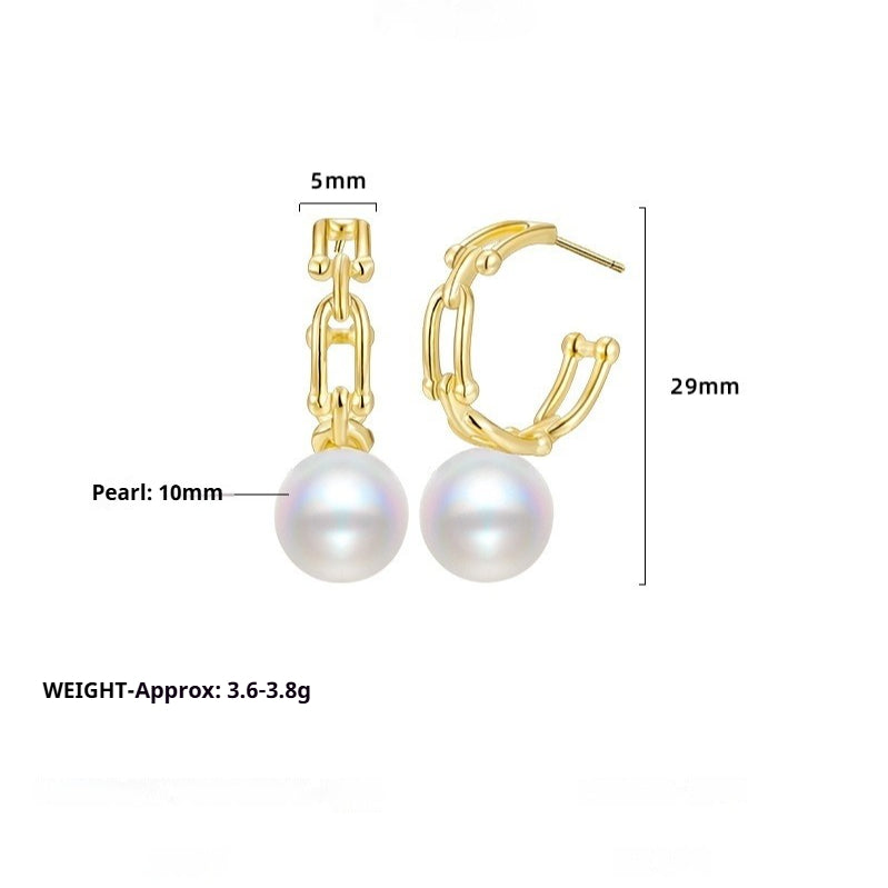 S925 Sterling Silver Stud Earrings Women's Niche Design Simple Chain Earrings