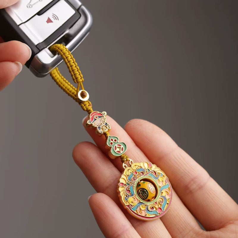Buddha Life God of Wealth Luck-Changing Beads Wealth Vessel Gourd Keychain Pendant
