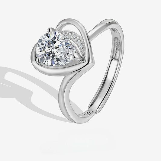 925 Sterling Silver Love Zirconium Ring