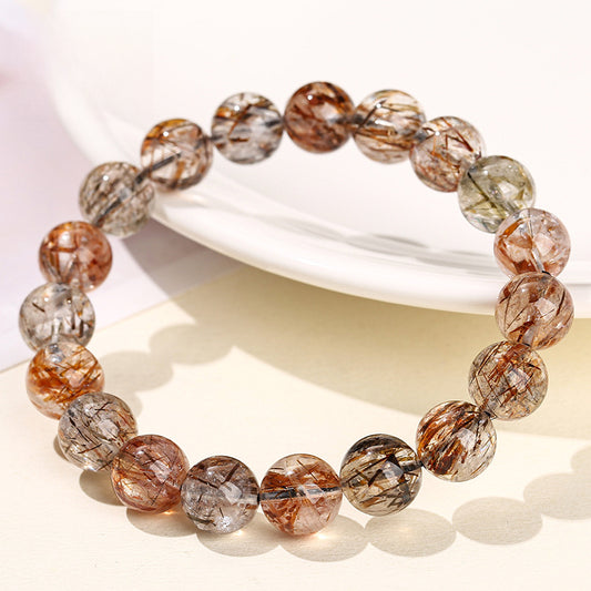 Natural Black Gold Crystal Bracelet for Men and Women