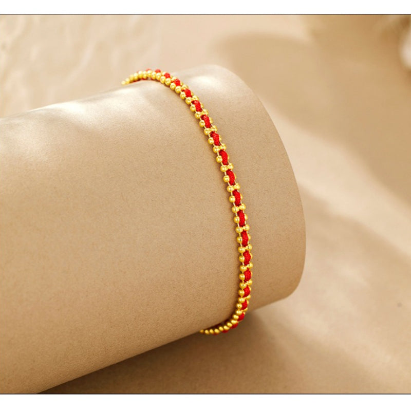 925 Sterling Silver Natal Year Red Rope Bracelet Personalized Niche Design Sense Handmade Hand Rope Jewelry
