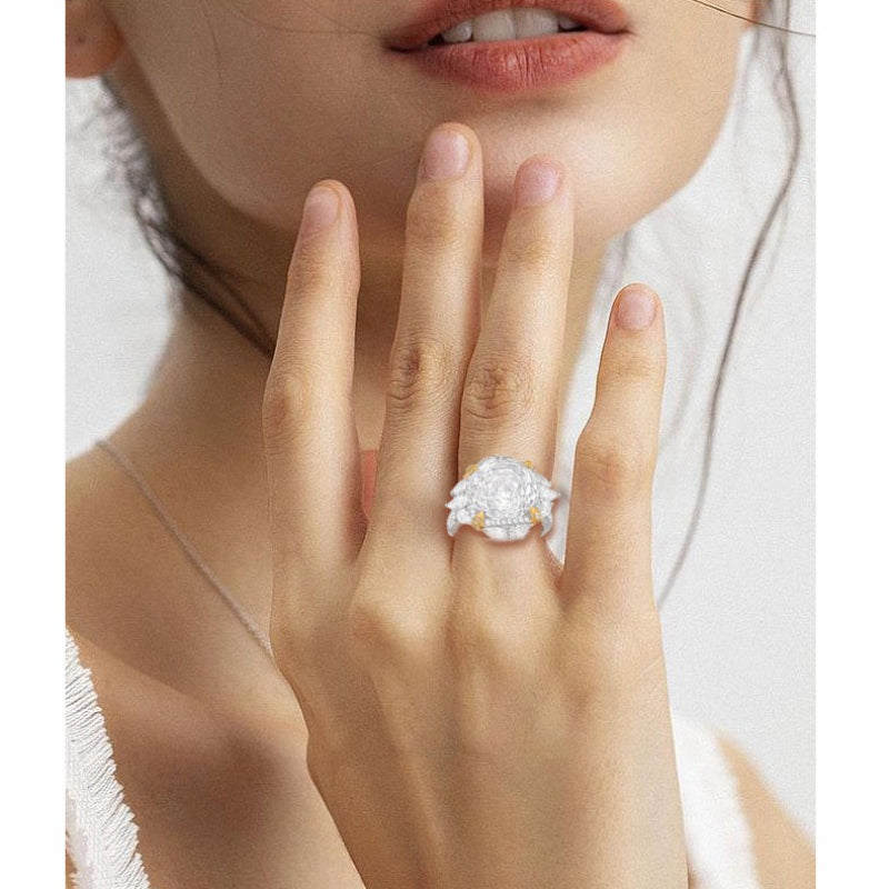 S925 Sterling Silver Camellia J Ring Atmospheric High Sense Versatile Temperament Flower Women's Opening Ring