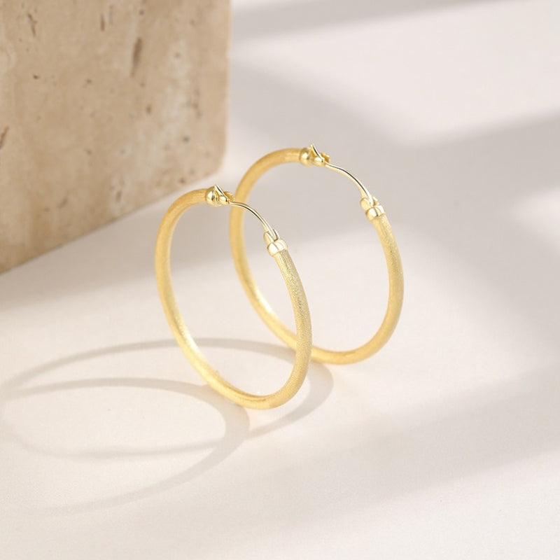 New 925 Sterling Silver Earrings Matte Circle Stud Earrings