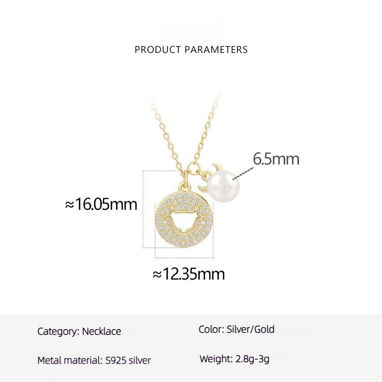 Round Pendant S925 Silver Freshwater Pearl Necklace