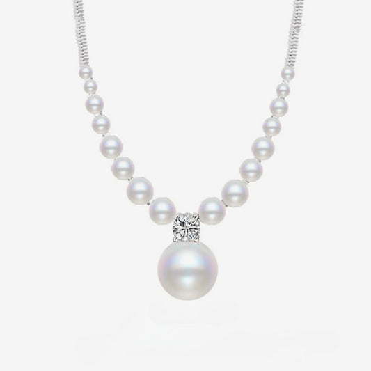S925 Sterling Silver Shredded Silver Pearl Necklace